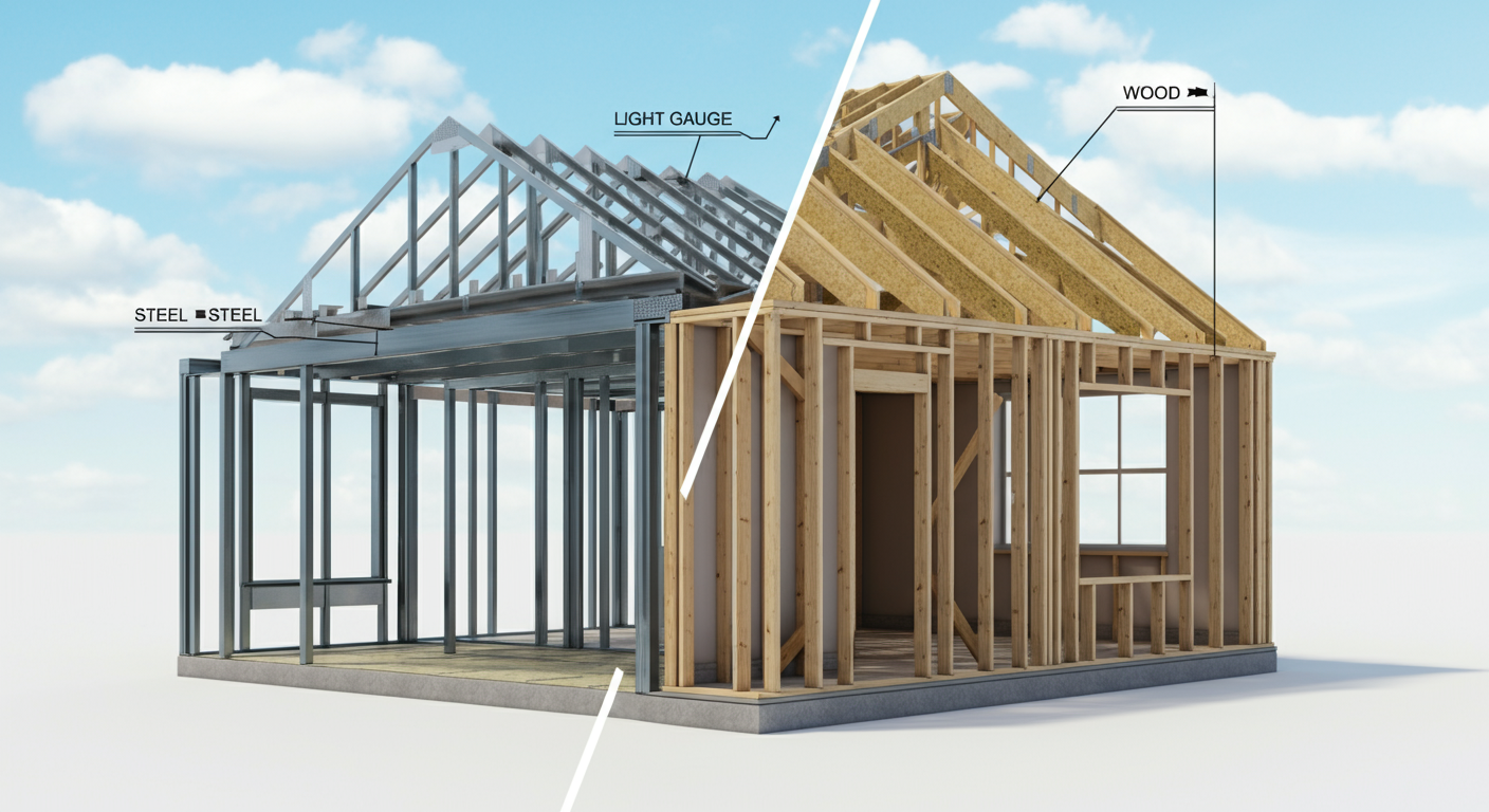light gauge steel vs wood framing